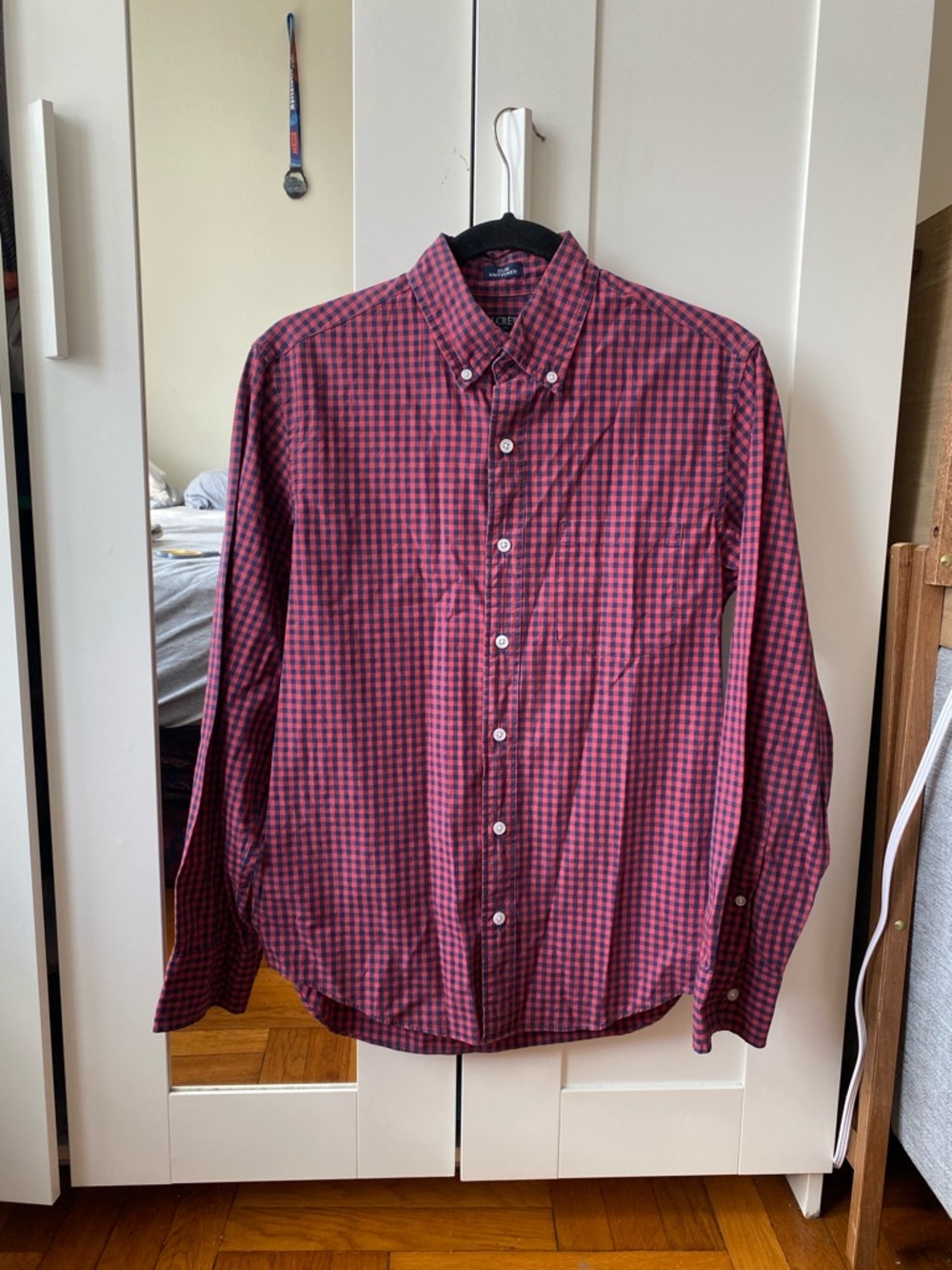 J.Crew Slim Untucked Flex Washed Button Down Shirt Red Blue Check Small